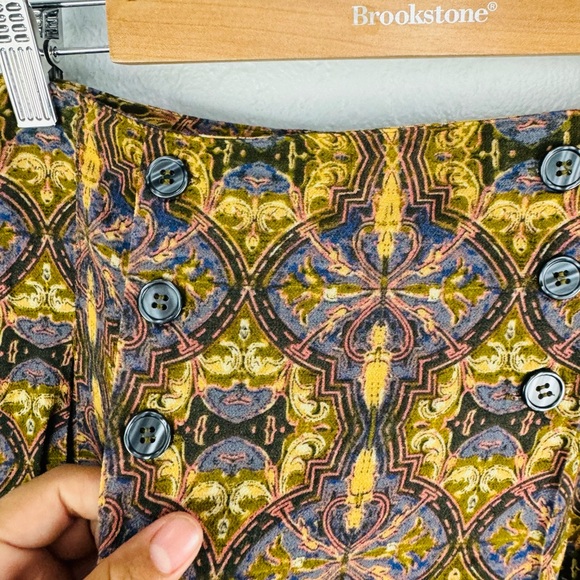 Free People Lovers Lane Pleated Mini Skirt Button Detail Sz 2 Side Zip - Picture 3 of 9